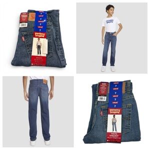 Levi's Boys’ Youth Straight Flex Stretch Medium and Dark Wash Bundle, Size 7
